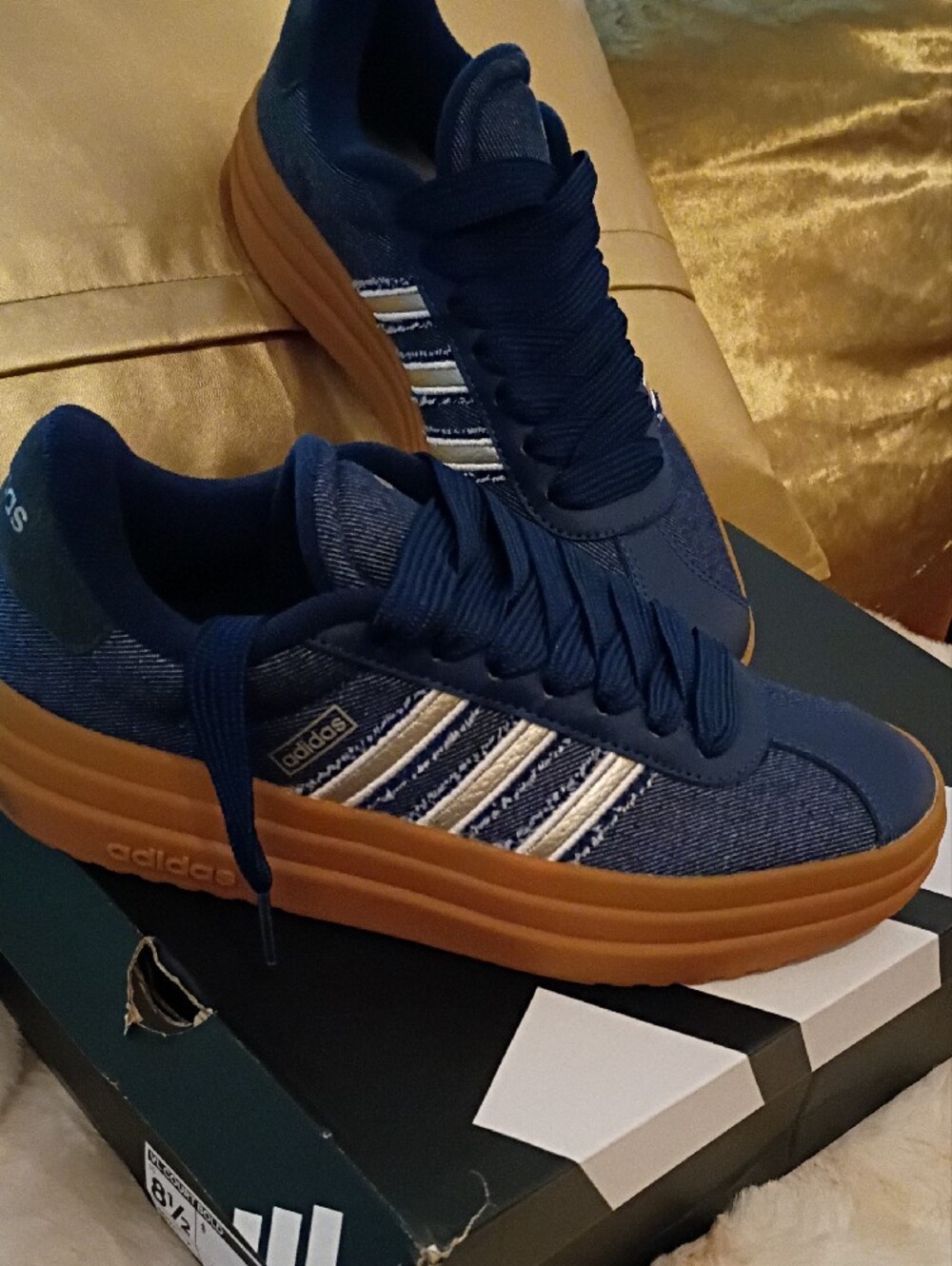 adidas Navy Blue Sneakers with Gum Brown Sole - Picture 2 of 8